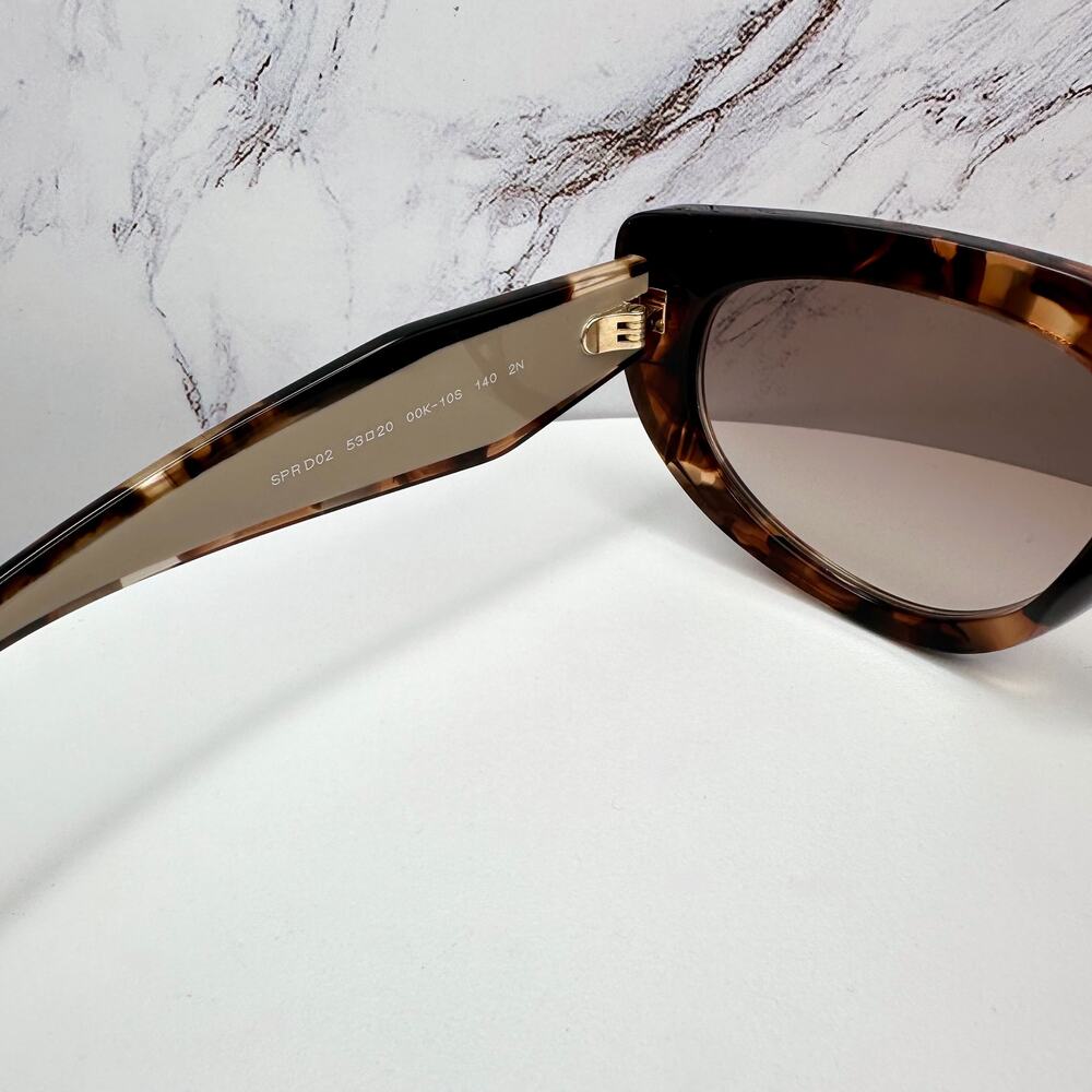NEW PRADA Sunglasses Brown Tortoise Caramel Gold Symbole Oval Cat Eye Womens - Picture 10 of 16